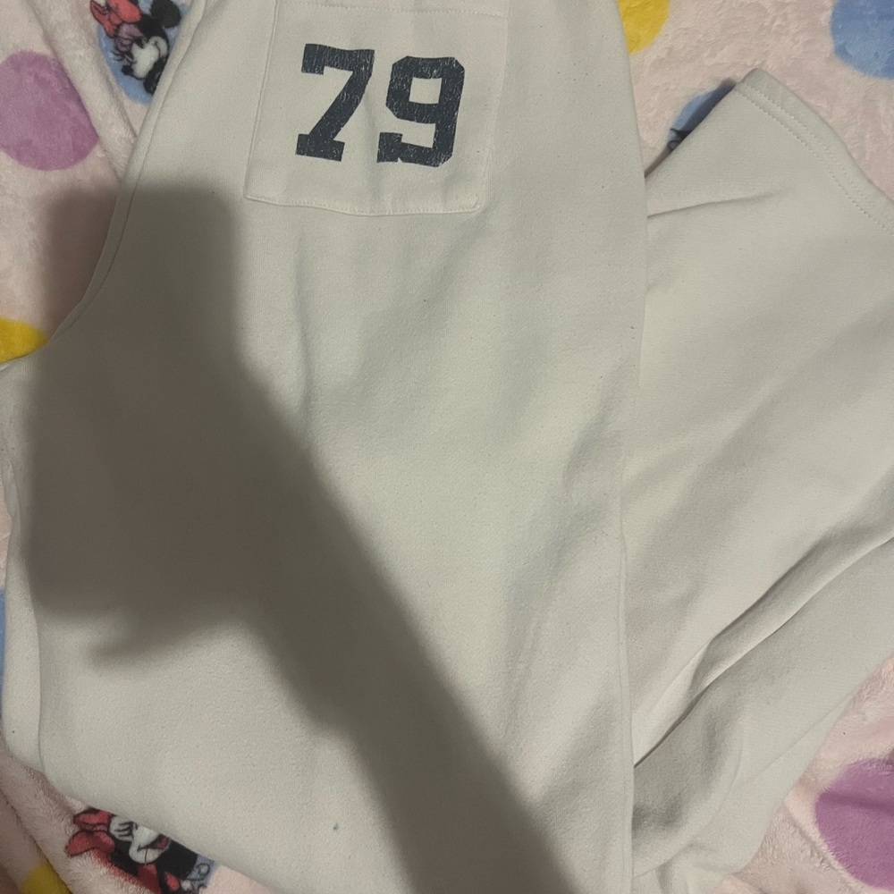 PacSun White Track Pants with Black Number